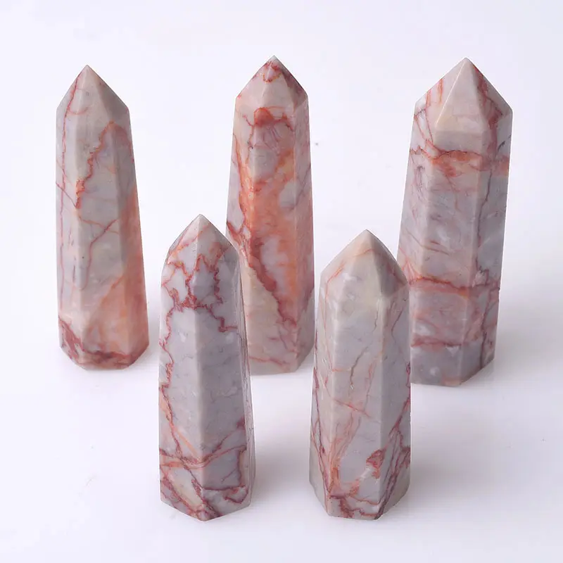 wholesale natural red networks stone quartz crystal wand points healing point for decorative
