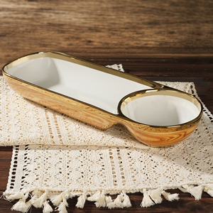 Assiettes de service en porcelaine, bois et céramique, motif léopard, pour chips et trempettes, fournisseur d'usine en gros - Product Image 1