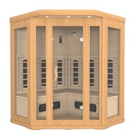Sauna infrarouge lointain en bois de cèdre rouge à prix d'usine, sauna sec pour 3 personnes, salle de sauna avec chauffage