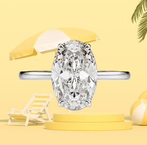 Anillo de Compromiso de Plata de Ley S925 con Circonita Cúbica de 5 Quilates y Baño de Rodio, Joyería de Moda UM, Regalo de Joyería Nupcial para Mujer - Product Image 2