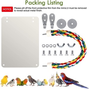 Parrot mirror play stand, used for hanging bird cages, parrot toys, comes with cotton rope, a toy that attracts birds - Product Image 2
