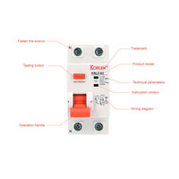 KORLEN Disyuntor de Corriente Residual del Sistema Solar RCCB 4P 40A B Tipo 100mA 2/4P