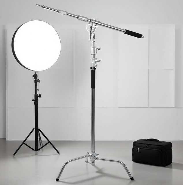 GuangYi Professional Heavy-Duty Portable 1.5-3.2m C-Stand Industrial Stainless Steel Adjustable Crossbar Magic Arm Tripod Knob