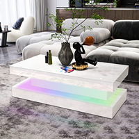Morden table basse miroir intelligente avec lumière LED et charge sans fil table à thé multifonctionnelle pour le salon et la maison