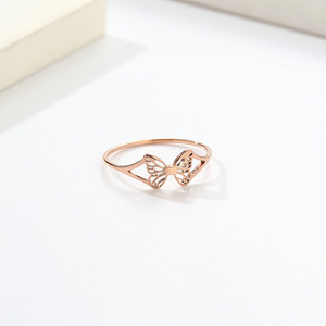 Women's Hollow Butterfly <b>Titanium</b> Steel <b>Ring</b> Rose Gold Daily Wear Fashion Jewelry - Product Image 4