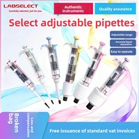 Pipette manuelle monocanal réglable, transparente et colorée, corps semi-stérilisé, plage de volume de 0,1 L à 20 mL
