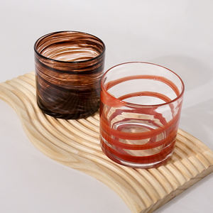 新しいデザインの煙カラフルな手吹きガラスキャンドル容器スワール模様吹きアンバーキャンドルジャー包装 - Product Image 2