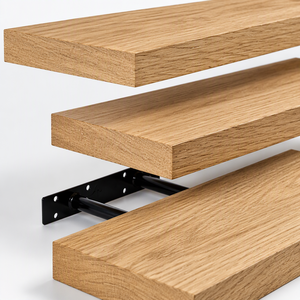 Mensola da Parete in Legno Massello <span class=keywords><strong>con</strong></span> Divisori <span class=keywords><strong>a</strong></span> Pannello Dritto, <span class=keywords><strong>Scaffali</strong></span> Sospesi in Legno per Soggiorno, Espositore Decorativo da Parete in Legno - Product Image 5