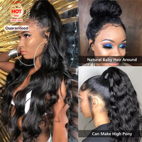 Perruque sans colle 3D Body Wave en cheveux vierges Remy indiens, transparente HD 360 Full Lace Front, adaptée aux débutantes