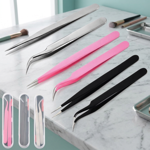 Pinzas de Acero Inoxidable de Alta Calidad para Extensión de Pestañas, Herramienta de Belleza con Punta Curva y Lisa, de la Marca Gold Tier Medical Instruments Company - Product Image 3