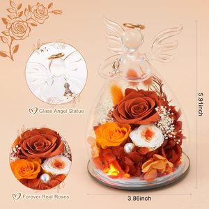 Rose éternelle véritable en verre avec figurines d'anges – Fleurs fraîches pour grand-mère, sœur, épouse, elle, de la part de sa fille - Product Image 2