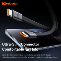 Câble magnétique USB-C Mcdodo 990/991 240W à enroulement automatique, 1M, ultra-plat, charge rapide PD, conception anti-emmêlement pour bureau/voyage