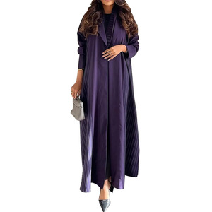 LN178 Cardigan de mode musulman modeste Abaya Robe longue élégante Manches longues violettes Robe d'automne en polyester pour les porteurs de <span class=keywords><strong>hijab</strong></span> - Product Image 1