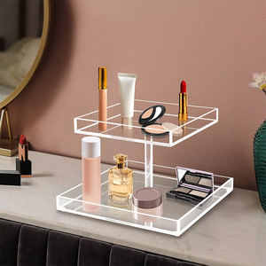 Factory Custom 2-Tier <b>Acrylic</b> Cosmetic <b>Display</b> Case PMMA Makeup Perfume Organizer Stand for Bathroom with Polished Surface - Product Image 4