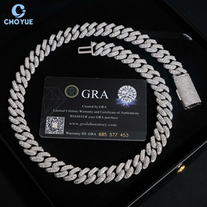 Oferta Especial: Collar de Cadena Cubana con Moissanita de 13mm de Altura, Chapado en Rodio, Plata Sólida 925, Joyería Hiphop Iced Out - Product Image 5