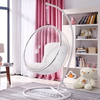 Fauteuil suspendu moderne rond et rotatif en acrylique transparent avec support métallique pour hôtel, maison, extérieur, jardin - Mobilier de jardin
