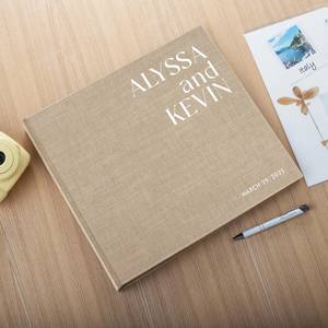 Album photo en lin relié par des vis personnalisé, album de <span class=keywords><strong>scrapbooking</strong></span> avec film protecteur transparent, livre de souvenirs DIY, cadeau de mariage, de voyage, d'anniversaire - Product Image 3