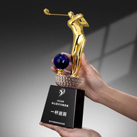 Trophée de golf personnalisé haut de gamme en métal et cristal pour tournoi de golf et championnat de club