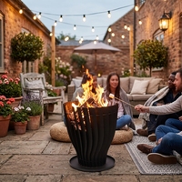 Brasero extérieur de 17 pouces pour bois, avec pique-foyer, pour chauffage de jardin et de terrasse