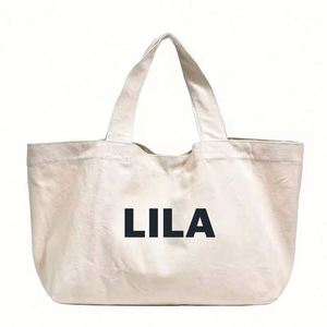 Sac fourre-tout en toile personnalisé pour femmes, grand format, pliable, réutilisable, pour les courses, les courses alimentaires, avec logo personnalisé - Product Image 1