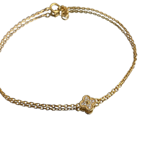 Lucky Four-Leaf Clover Iced Out Diamond Bracelet 18K Gold Fine Chain &amp; Link Jewelry With Rose Gold <strong>Charm</strong> <strong>Bangles</strong> - Product Image 1