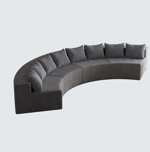 Corduroy Curved Sectional <b>Sofa</b> Set 8 Pillows <b>Convertible</b> <b>Sofa</b> <b>Bed</b> Modular Oval Design for Hotel Bedroom & Living Room - Product Image 2