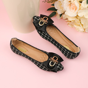 Logo personalizzato estate nuovo arrivo in pelle Pu colore griglia vestito <span class=keywords><strong>a</strong></span> <span class=keywords><strong>punta</strong></span> scarpe basse <span class=keywords><strong>ballerine</strong></span> comode scarpe da donna - Product Image 6