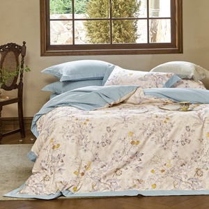 Ycsp phản ứng kỹ thuật số in ấn tấm phẳng Duvet cover gối 4PC mô hình hoa thiết lập chải kết thúc cotton bộ đồ giường thiết lập - Product Image 1