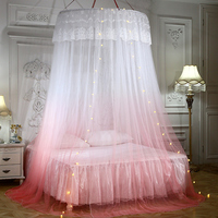 Moustiquaire de lit pliante style coréen Twinkle Star toutes saisons avec éclairage intégré et rideau, ensemble de literie
