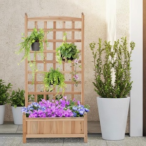 <span class=keywords><strong>Jardinière</strong></span> surélevée en bois avec treillis décoratif, bac à plantes en bois naturel, <span class=keywords><strong>jardinière</strong></span> d'extérieur pour plantes grimpantes et fleurs - Product Image 4