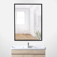 Miroir de salle de bain rectangulaire en gros, cadre noir, miroir mural de vanité moderne et minimaliste pour salle de bain et toilettes