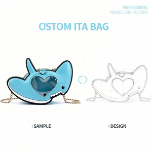 Sac à main Ita mini <span class=keywords><strong>en</strong></span> cuir PU personnalisé, motif animal, forme cœur, fenêtre transparente <span class=keywords><strong>en</strong></span> PVC, présentoir portable pour épingles, sac à bandoulière Ita à bas <span class=keywords><strong>prix</strong></span> - Product Image 1