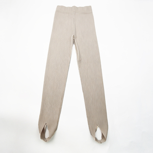 <strong>Women's</strong> High Waist Solid Color Yoga Pants Striped Tight Slim Step on Foot Athletic Pants <strong>Leggings</strong> for <strong>Women</strong> <strong>Khaki</strong> - Product Image 1