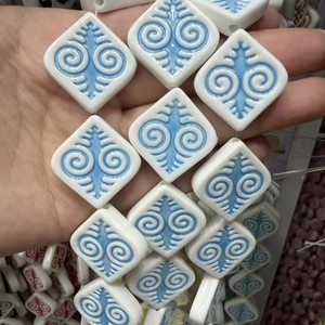 Nouvelles perles en céramique style ethnique kazakh Wenxs, motif Arbre de Vie, pour bracelet et collier DIY - Product Image 4