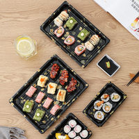 Boîte à sushi en plastique PET de haute qualité pour emporter, emballage à emporter, livraison rapide, plateau à sushi en plastique jetable personnalisé