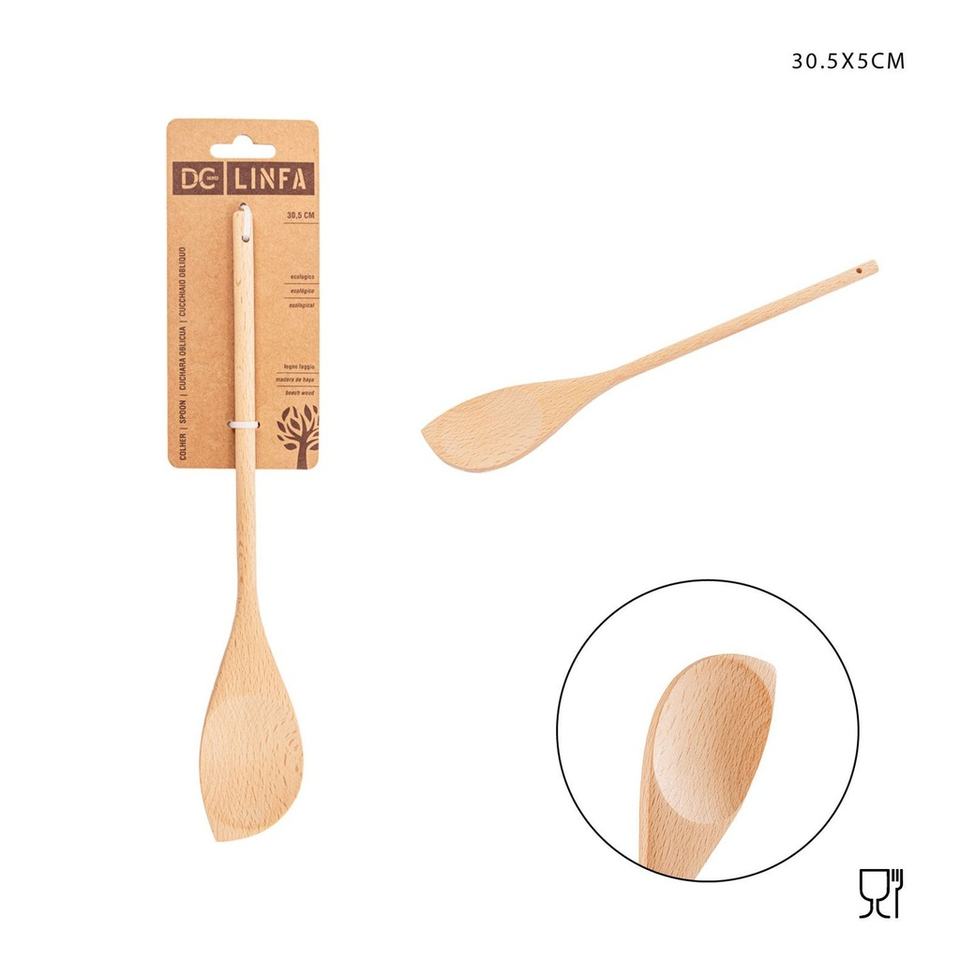 Wooden Slanted Spoon 30.5x5cm - Kitchen Utensils