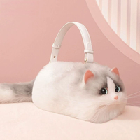 Vente en gros sac de simulation de chat animal en peluche de haute qualité très vendu sac à bandoulière en forme de chat mignon sac à main pour filles