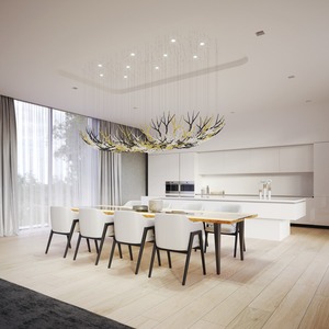 Decorazione moderna forcella per albero in vetro per hall Hotel con luce pendente personalizzata grande progetto lampadario a LED - Product Image 2