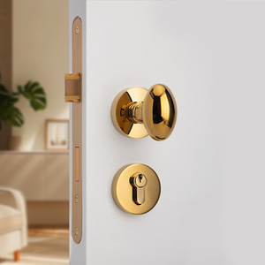 Serratura Silenziosa Interna in Ottone - Serratura <span class=keywords><strong>Vintage</strong></span> Americana per Porta Doppia con Pomello a Sfera in Bronzo Antico - Product Image 6