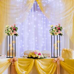 Centros de mesa negros LANJO para bodas, jarrones de columna para mesas, soporte geométrico de metal para flores con portavelas - Product Image 4