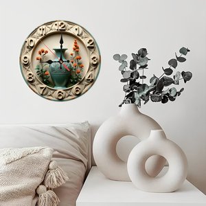 Round Wooden <b>Wall</b> <b>Clock</b> 25x25Cm Quiet Quartz Hotel Lobby Decor <b>Clock</b> - Product Image 3