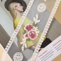 Bandes de dentelle florale beige brodée de 9 cm de large pour vêtements, vente en gros, LT2924B