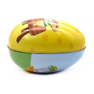 Egg Shaped Tinplate Box Custom Dinosaur Egg,Painted Eggshell Style Tin Box Easter Rabbit Tin Box,Gift Package Box Empty Egg