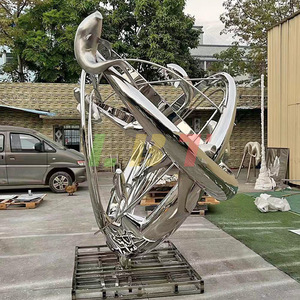 Libit Stainless Steel Abstract Circular Sculpture Outdoor Garden Artistic Handmade Mirror Metal Craft Landscape Ornament - Product Image 3