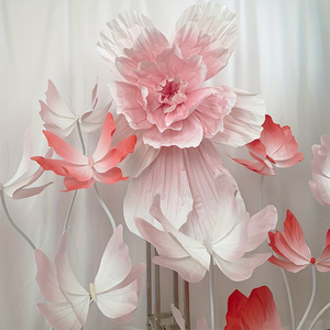 <span class=keywords><strong>Kit</strong></span> de toile de fond géante moderne en fleurs de papier, faite à la main, installation facile pour mariage, Saint-Valentin, fête, mur, centre commercial, design écologique saisonnier - Product Image 4