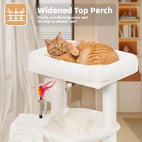 Arbre à chat d'intérieur de luxe en bois massif, sisal, papier et fausse fourrure, grand modèle, écologique, 4 niveaux, avec griffoir, hamac et balles jouets, beige