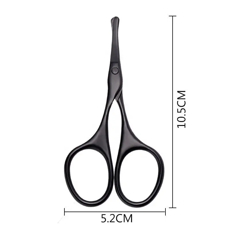 Vente en gros Tondeuse à poils de nez noir en acier inoxydable Ciseaux de toilettage et de coupe de barbe Cils Ciseaux à sourcils pour femmes