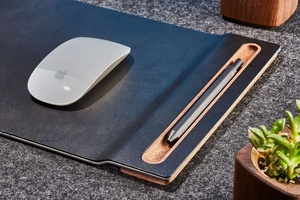 Hina-alfombrilla de ratón personalizada para ordenador y oficina, tapete de cuero de aluminio nogal, corcho y madera - Product Image 3