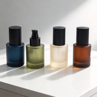 Bouteilles rondes en verre givré de luxe personnalisées avec pompe, 30 ml et 50 ml, pour lotion, soin de la peau, sérum facial, emballage cosmétique