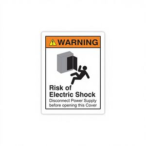 คำเตือน ความเสี่ยงไฟฟ้าช็อต สติกเกอร์กาวแบบด้าน ปิดฝาครอบแหล่งจ่ายไฟ ข้อควรระวังด้านความปลอดภัยทางไฟฟ้า - Product Image 1